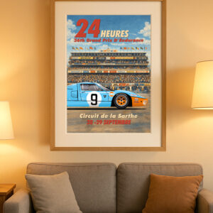A2 Motorsport Art Print - Le Mans 1968 GT40 Race Poster Exclusive Original Illustration Print