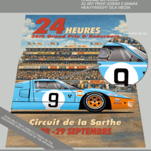 Alternative view of A2 Motorsport Art Print - Le Mans 1968 GT40 Race Poster Exclusive Original Illustration Print