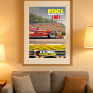 A2 Motorsport Art Print - Monza 1981 Gilles Villeneuve Race Poster Exclusive Original Illustration Print