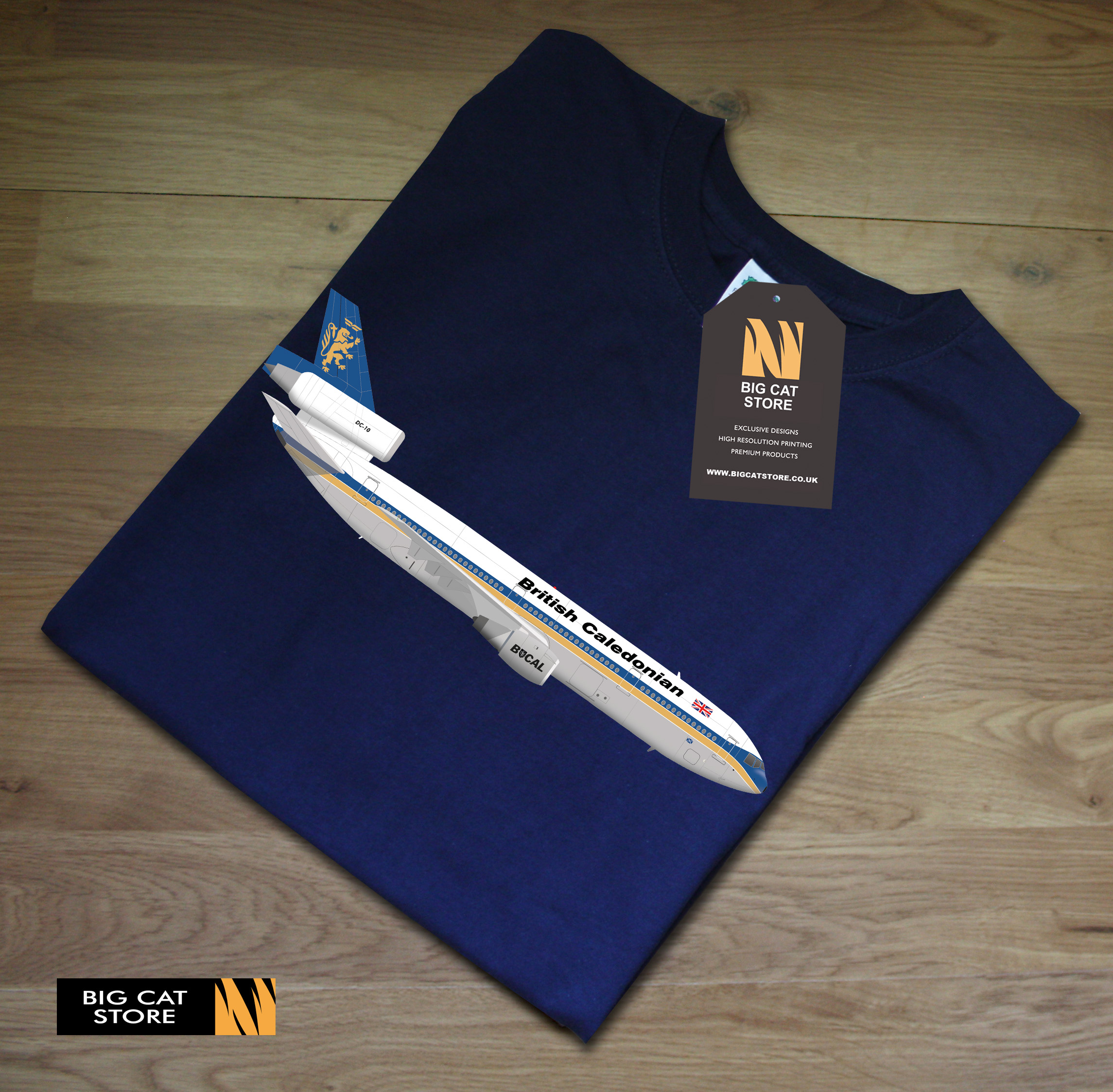 Aeroart - British Caledonian DC-10 Airliner Artwork T-Shirt - Image 3