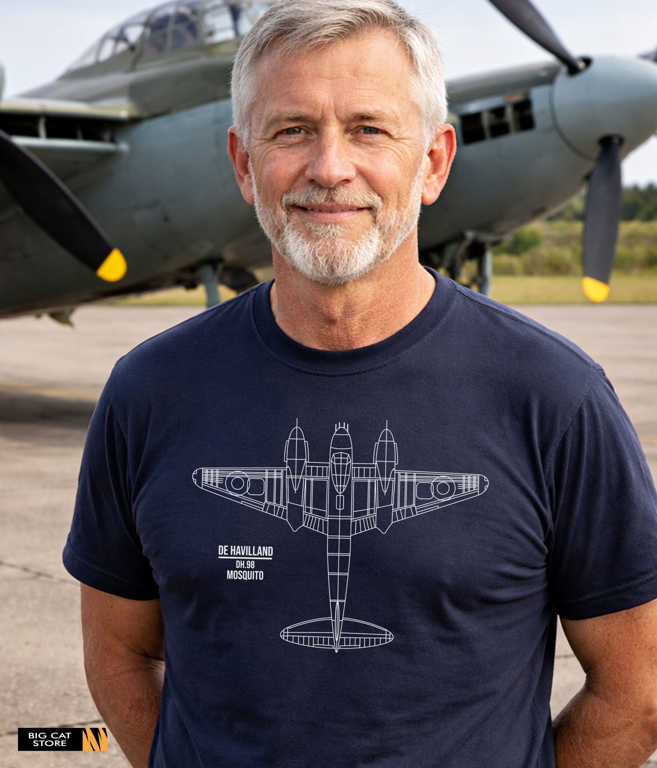 Aeroart - De Havilland Mosquito Bluepint Artwork T-Shirt
