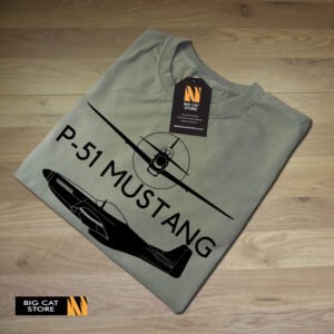 Alternative view of Aeroclassic Silhouette Artwork P-51 Mustang Aircraft T-Shirt