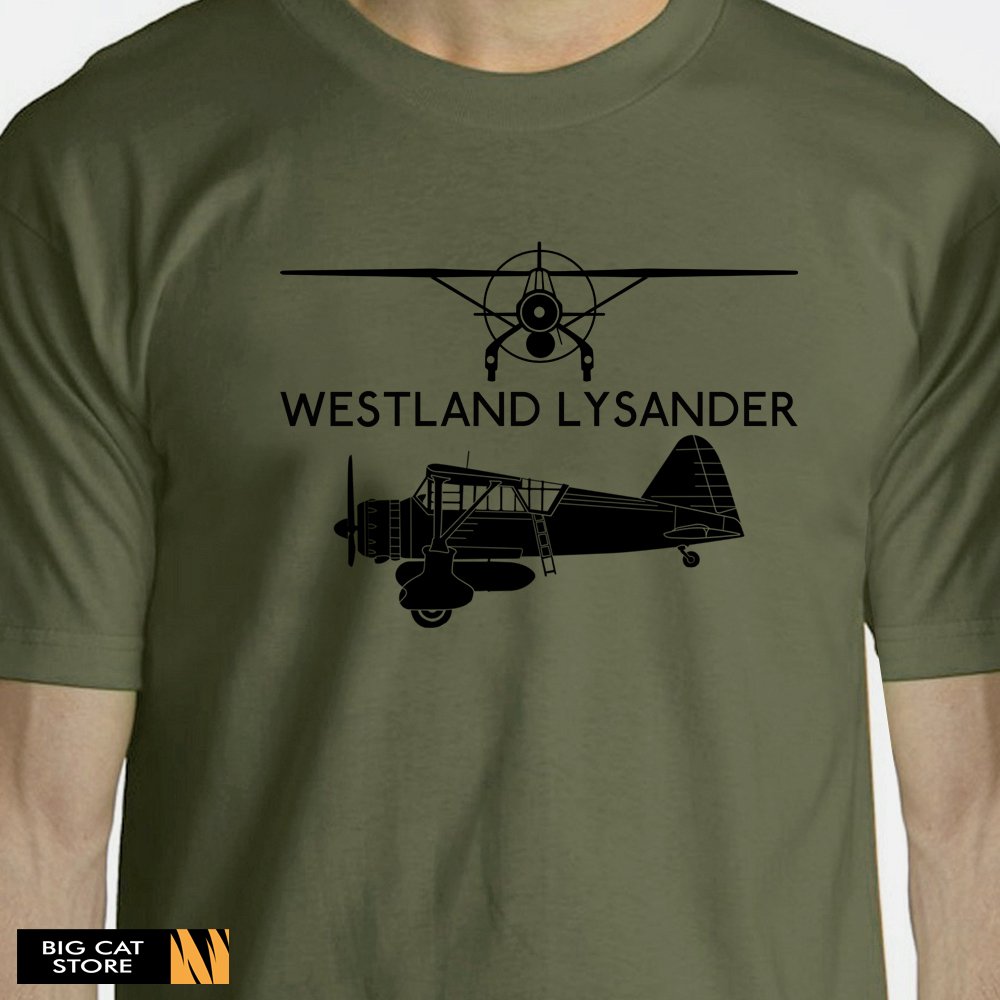Aeroclassic Silhouette Artwork Westland Lysander Aircraft T-Shirt