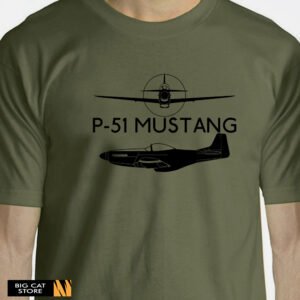 Aeroclassic Silhouette Artwork P-51 Mustang Aircraft T-Shirt