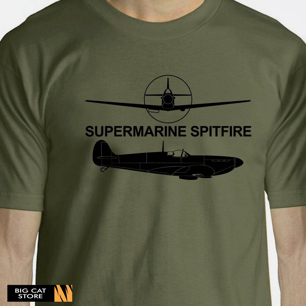 Aeroclassic Silhouette Artwork Supermarine Spitfire Aircraft T-Shirt